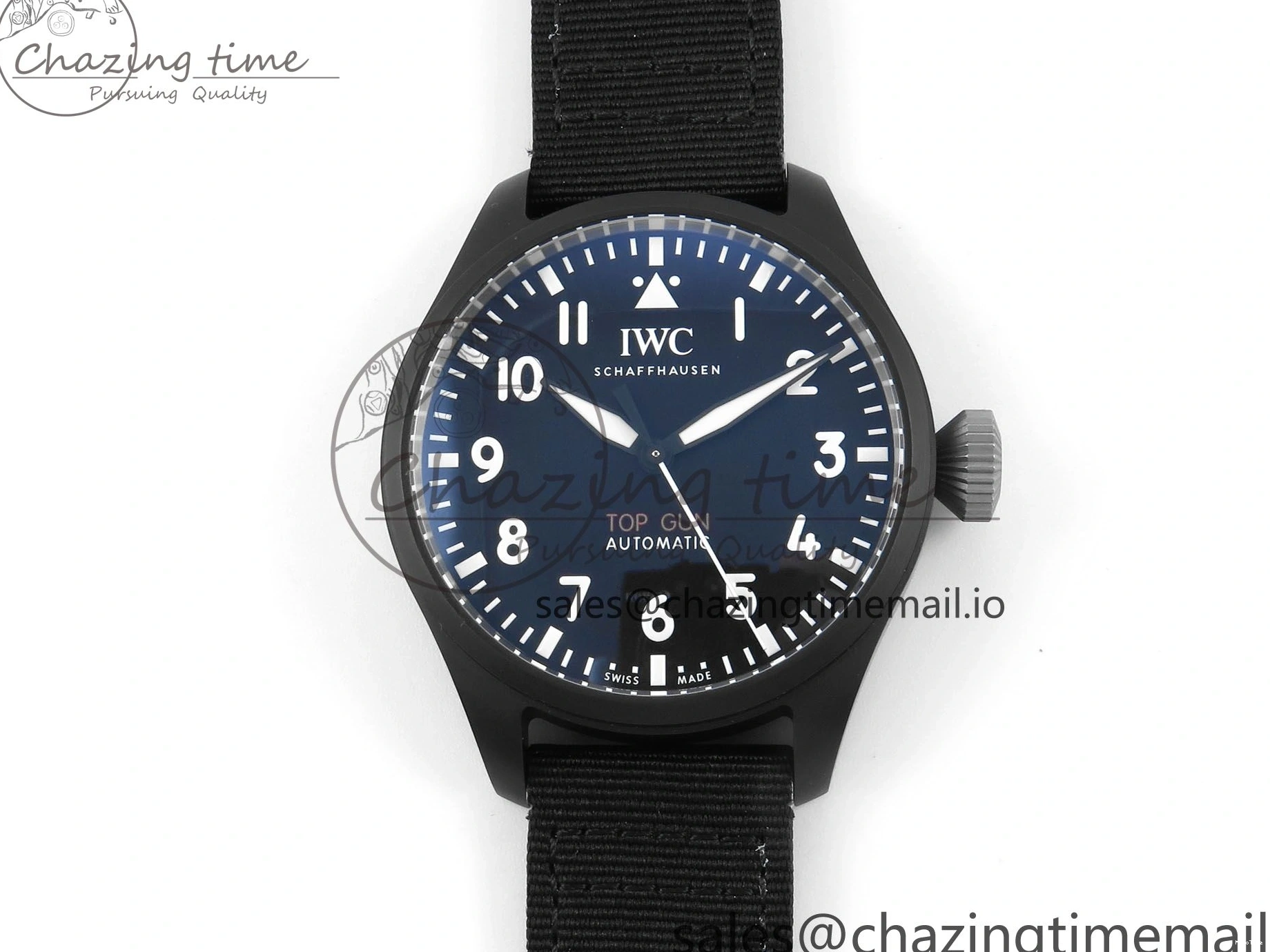 MIROTIME 0326 Durable Pilot Top Gun IW326901 M+F 1:1 Best Edition Black Dial on Black Nylon Strap MY 7003